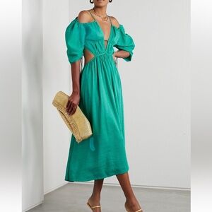Cult Gaia Charlize Linen Blend Cut-Out Midi Dress